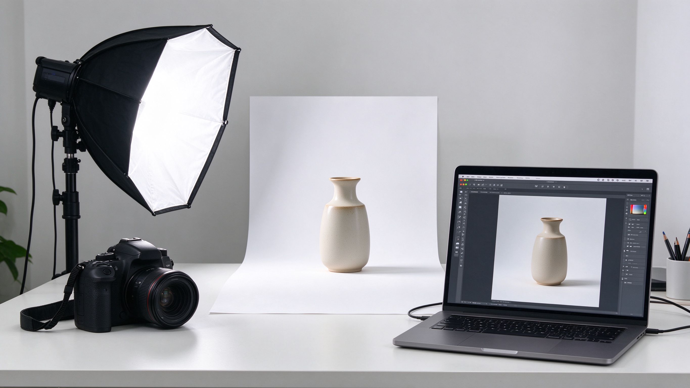 Product photography studio workspace